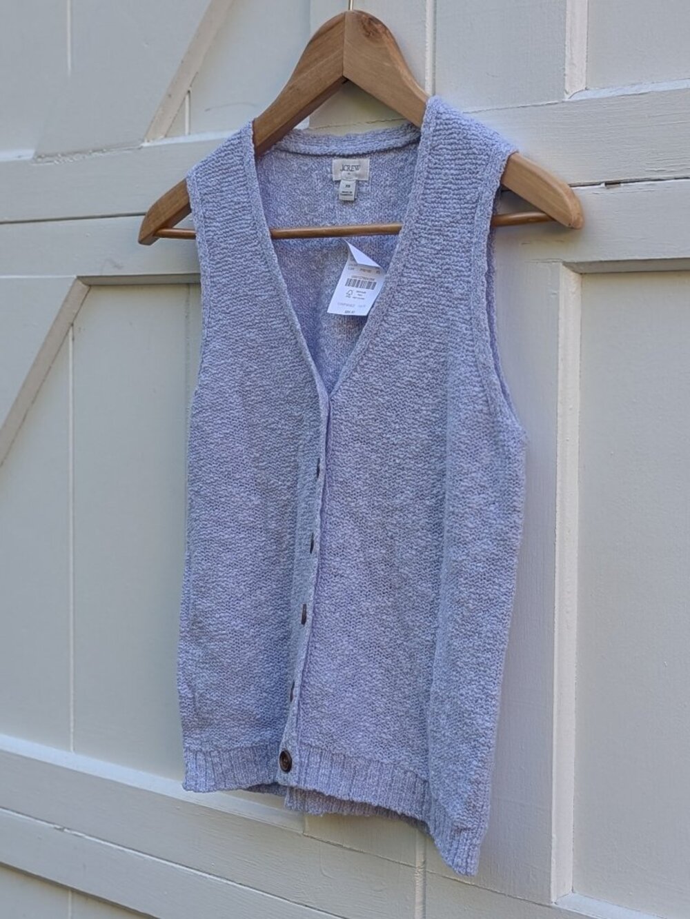 NWT J.Crew Lavender Periwinkle Textured Bouclé V-Neck Sweater Vest XS $89